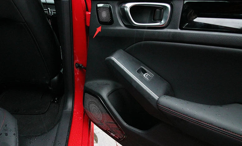 Black Steel Inner Back Door Speaker Cover Trim for Honda Civic (2022-2023)