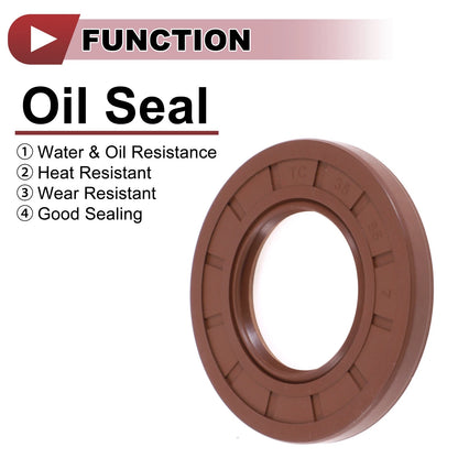 Oil Seal 35x65x7mm Rotary Shaft Seal FKM Rubber Brown 2 x