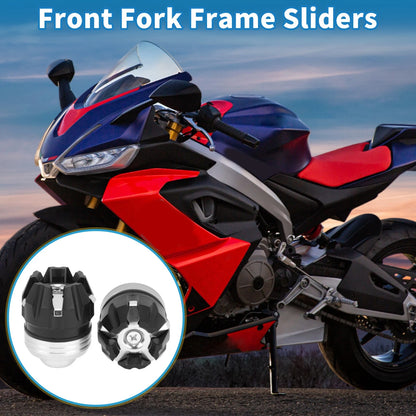 2 x Frame Sliders Front-Fork Protection Plastic Silver Tone for All Models