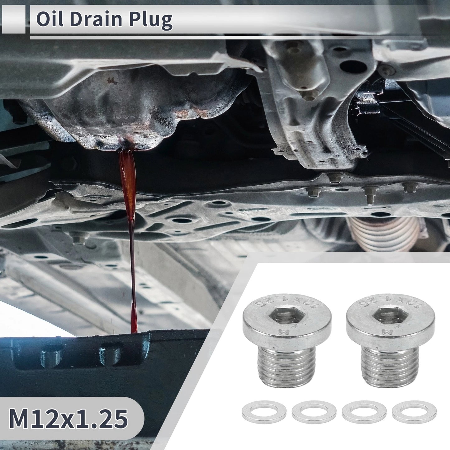 1 Set M12x1.25 Drain Plug with Gasket for Car & Motorcycle