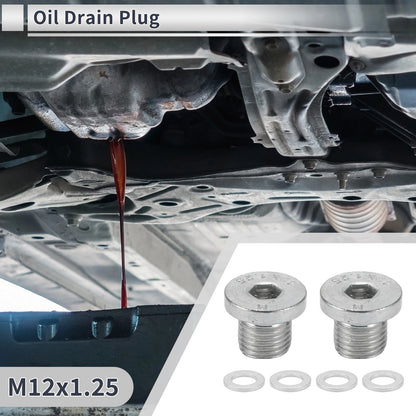 1 Set M12x1.25 Drain Plug with Gasket for Car & Motorcycle