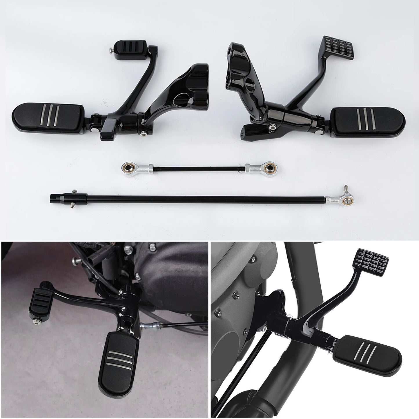 Black Forward Control Lever & Footpeg Bracket for Harley Sportster (2014-2022)