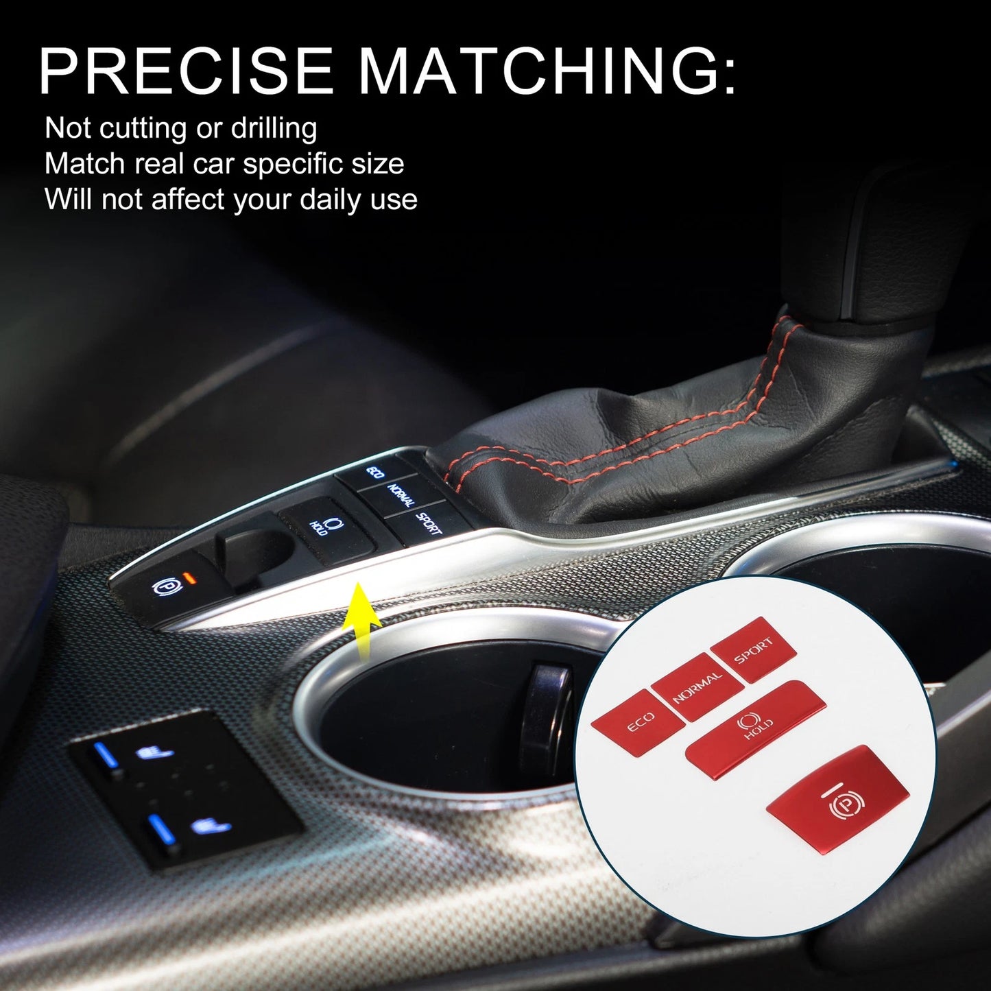Red Gear Shift Handbrake Panel Button Switch Cover for Toyota Camry (2018-2022)