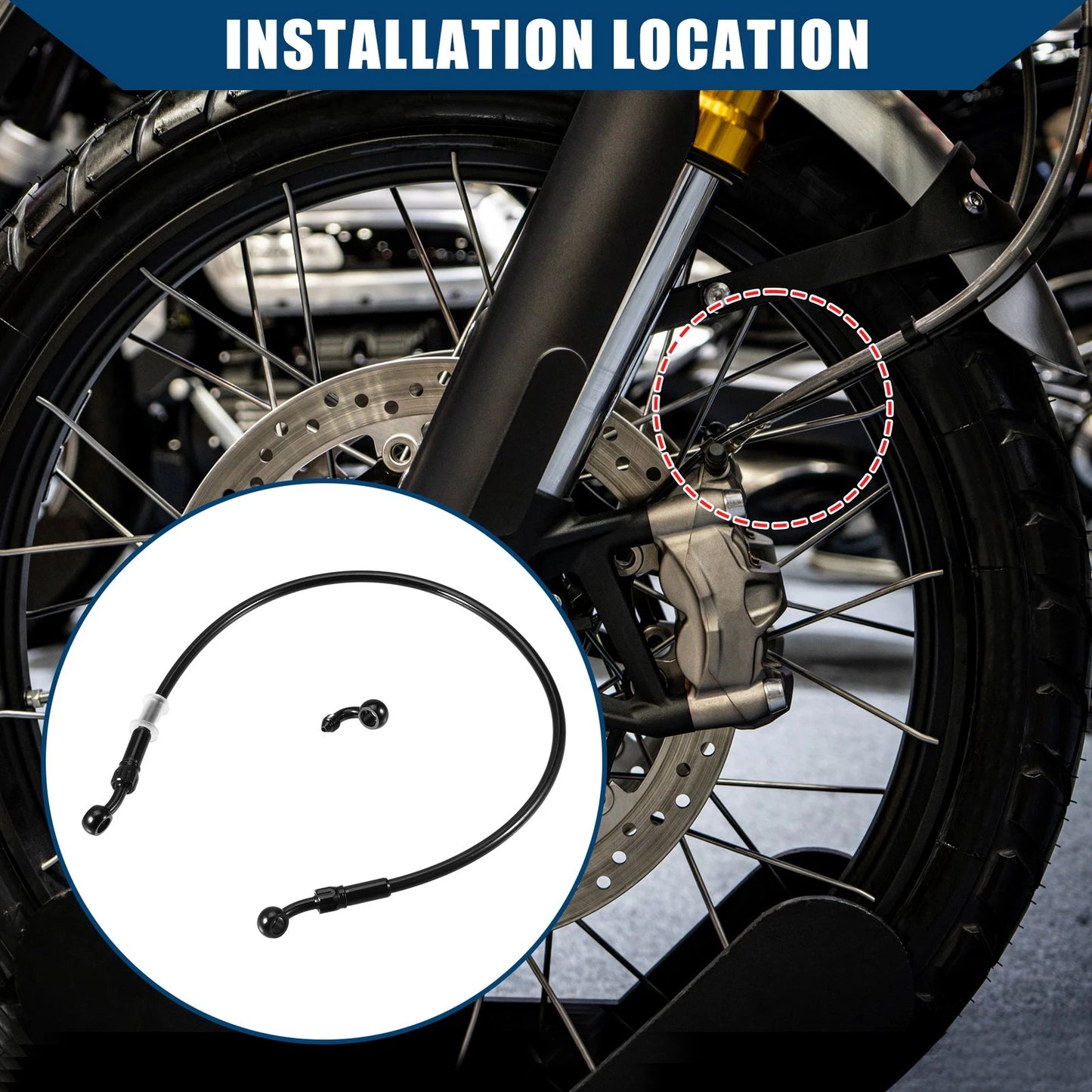 Set 60cm Motorcycle Hydraulic Brake Line Fitting With Banjo
