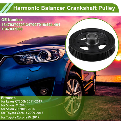 Engine Harmonic Balancer Crank Pulley Steel Black for Lexus CT200h