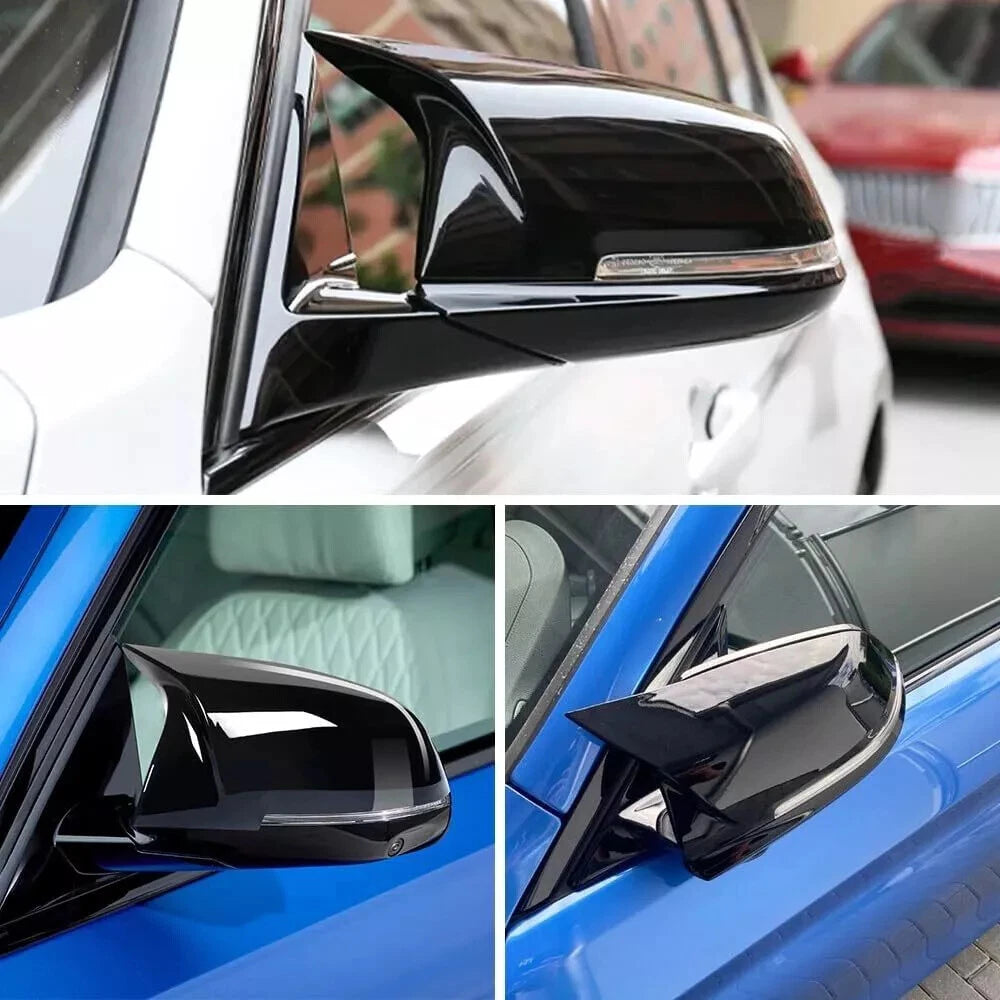 Gloss Black Mirror Caps Covers & Kidney Grill for BMW F30 320i 328i (2012-2018)