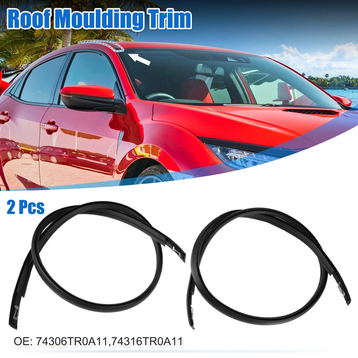 2 x Car Sealing Strips for Honda Civic (2012-2015)