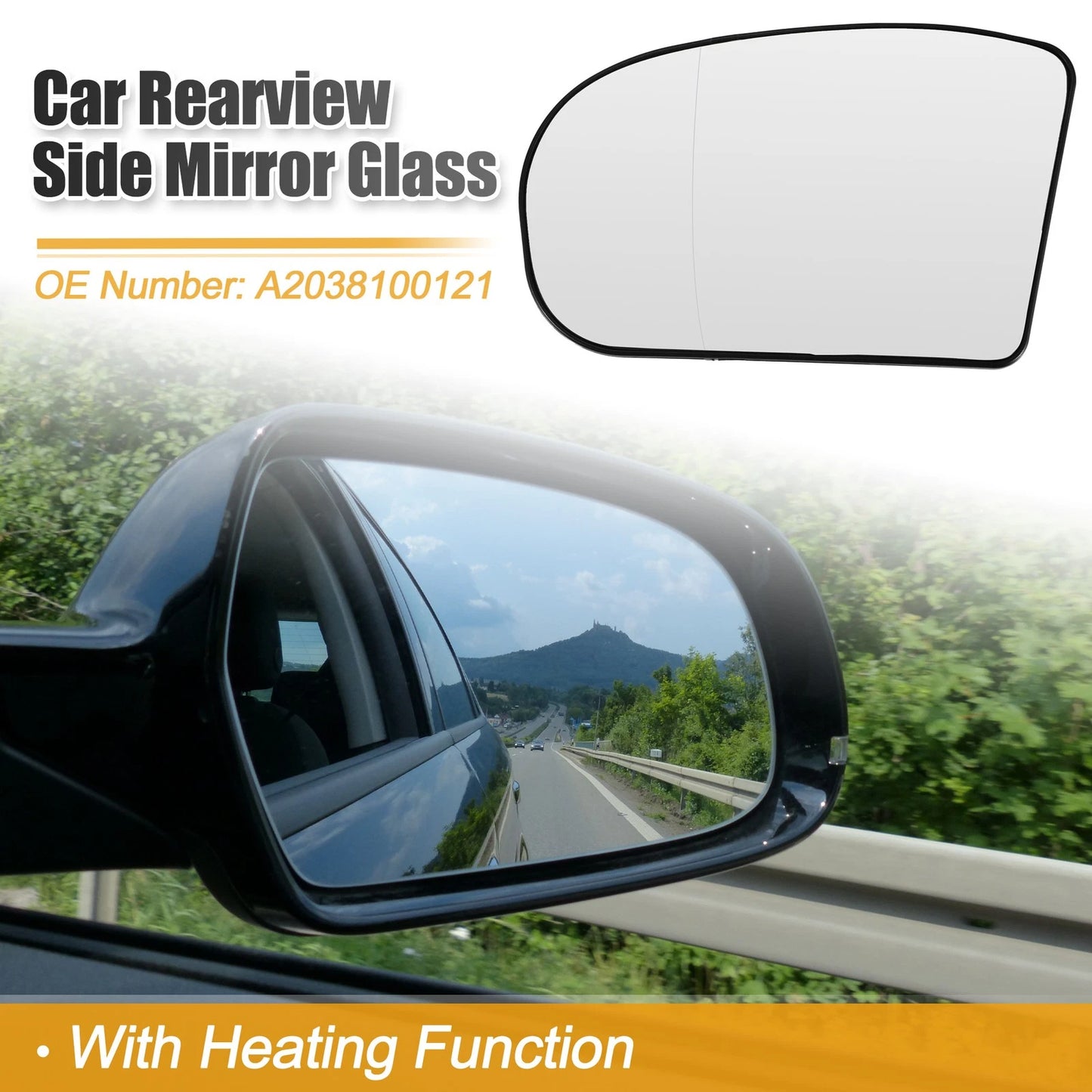 Heated Left Side Rearview Mirror Glass for Mercedes-Benz (2002-2005)