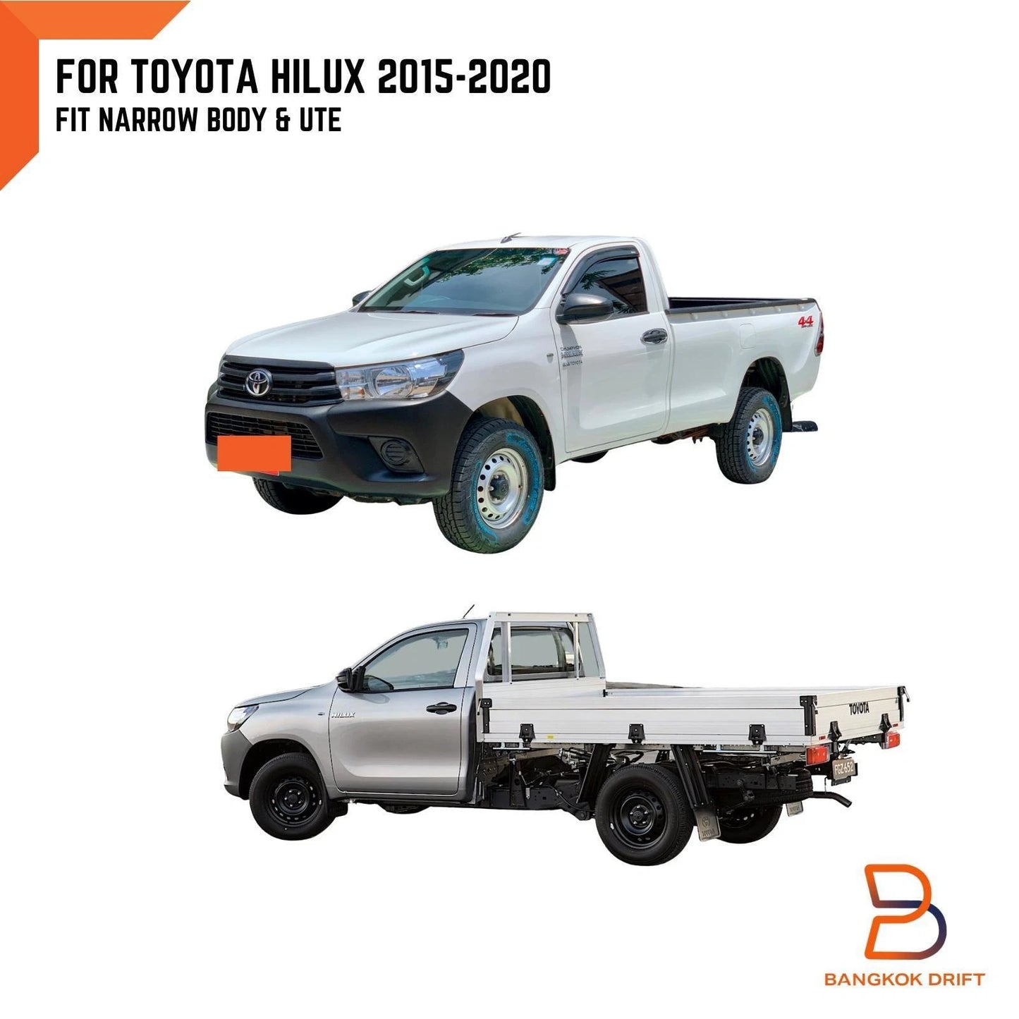 Front Set Slim Matte Black Fender Flares for Toyota Hilux Revo (2015-2020)