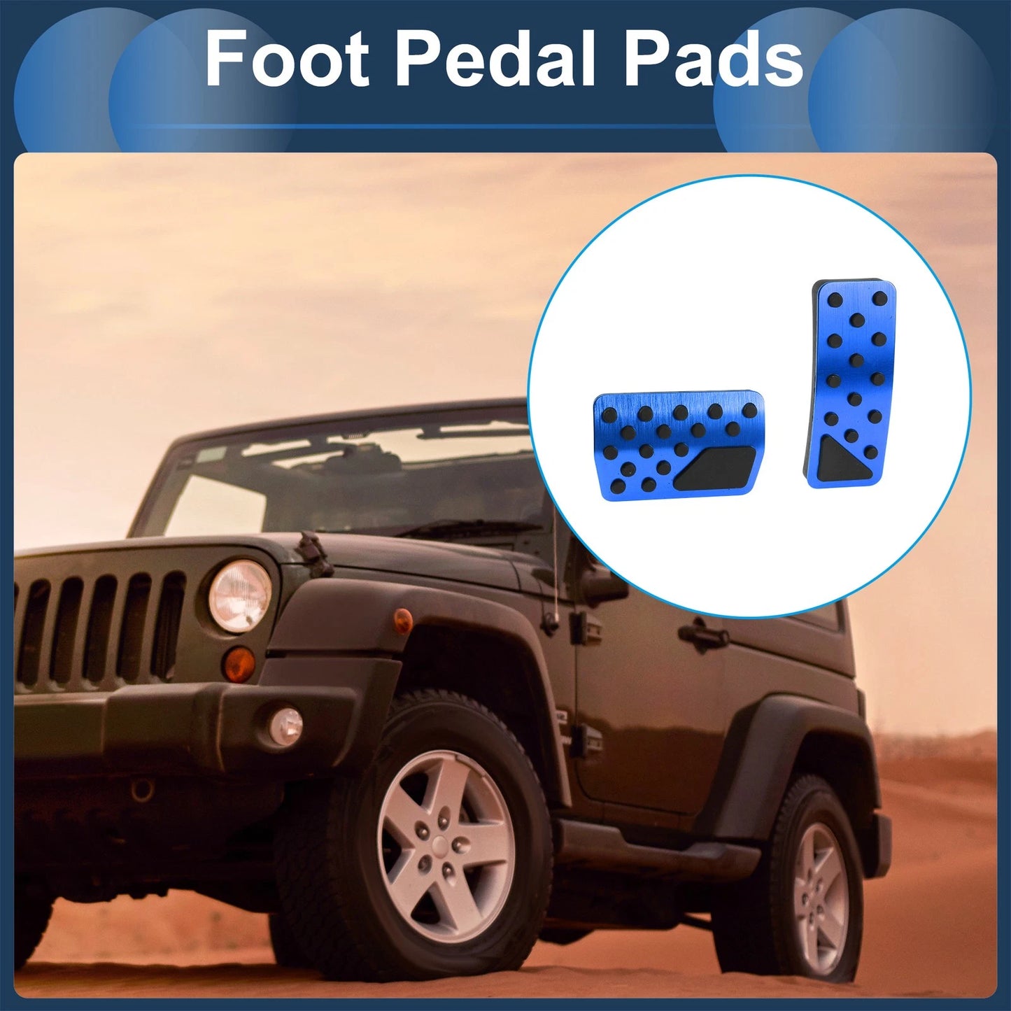 Automatic Foot Accelerator Pedal Covers 2 x for Jeep Wrangler (2018-2024) Blue