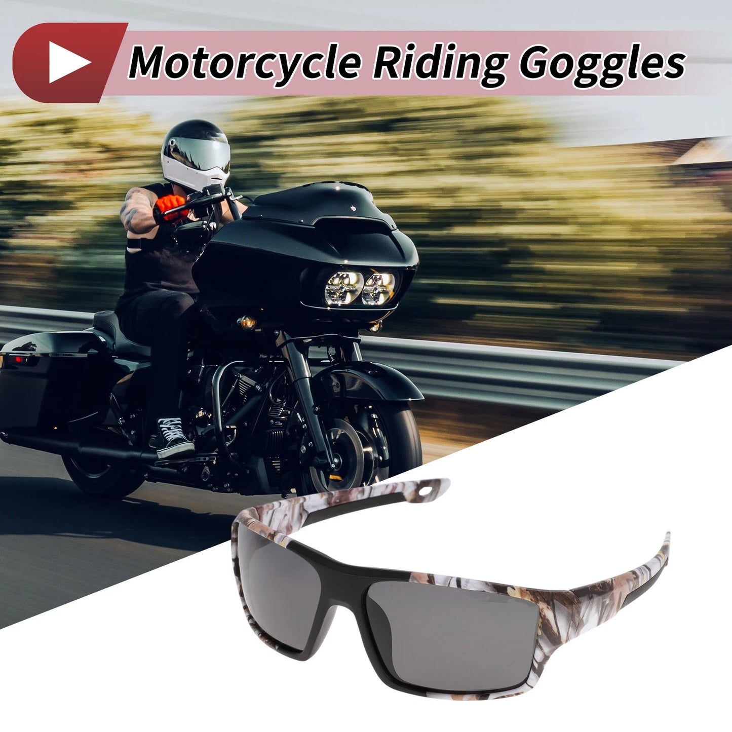 Goggles / Gray Lens White Frame Tri-acetyl Cellulose for Motorcycle