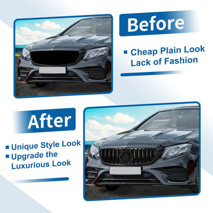 Front Upper Bumper Grille for Mercedes-Benz E200 (2016-2020) Black