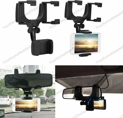 Phone Holder Rear-view Mirror Mount 360° Rotation for Car Truck Smartphone