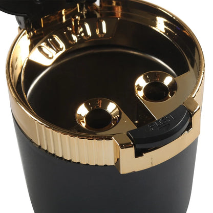 Portable Car Ashtray with Lid and Blue LED Light for Universal Use