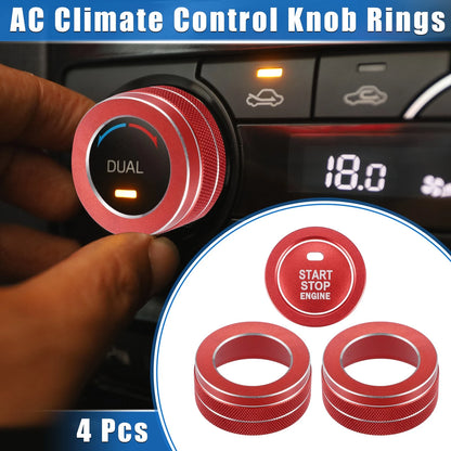 4 Pcs Car AC Climate Control Knob Rings for Toyota RAV4 (2019–2023)