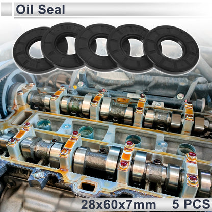 Oil Seal 28x60x7mm Rotary Shaft Seal Nitrile Rubber 5 Pcs for Make Model
