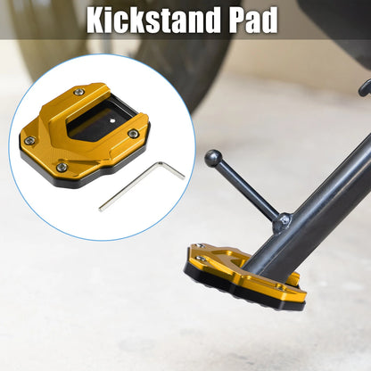 Set Aluminum Alloy Motorcycle Kickstand Plate Pad for BMW with Wrench Gold