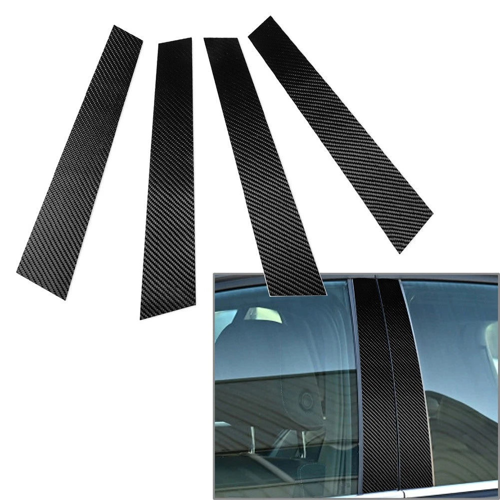 Carbon Fiber Black Window B-Pillars Cover Trim for VW Golf 8 (2021-2023) 4PCS