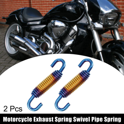 2 x Exhaust Pipe Spring 58mm 2.28" Stainless Gold Tone for Motorcycle