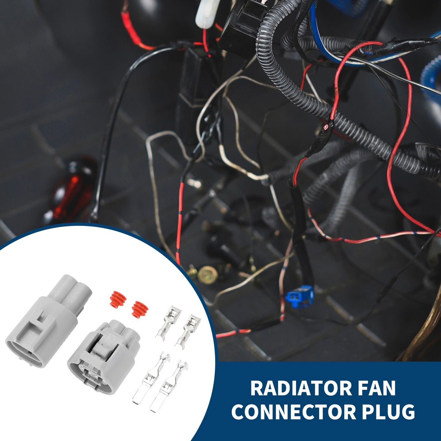 2 x 2 Pin Radiator Fan Connector Plug Male Female Wire Terminal for Toyota RAV4