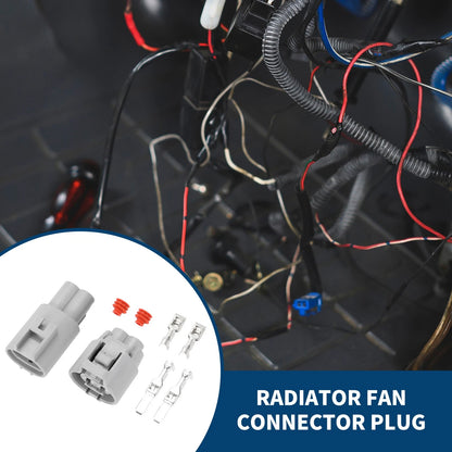 2 x 2 Pin Radiator Fan Connector Plug Male Female Wire Terminal for Toyota RAV4
