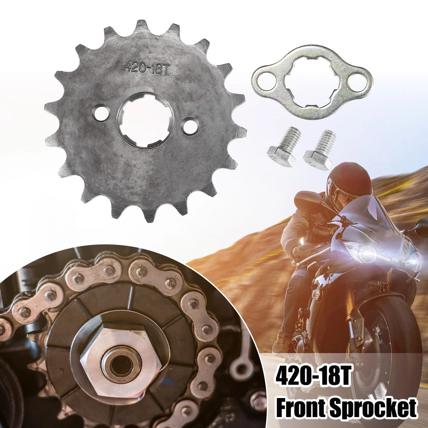 Set 420 18T 20mm Motorcycle Front Engine Sprocket for Dirt Bike Mini Bike