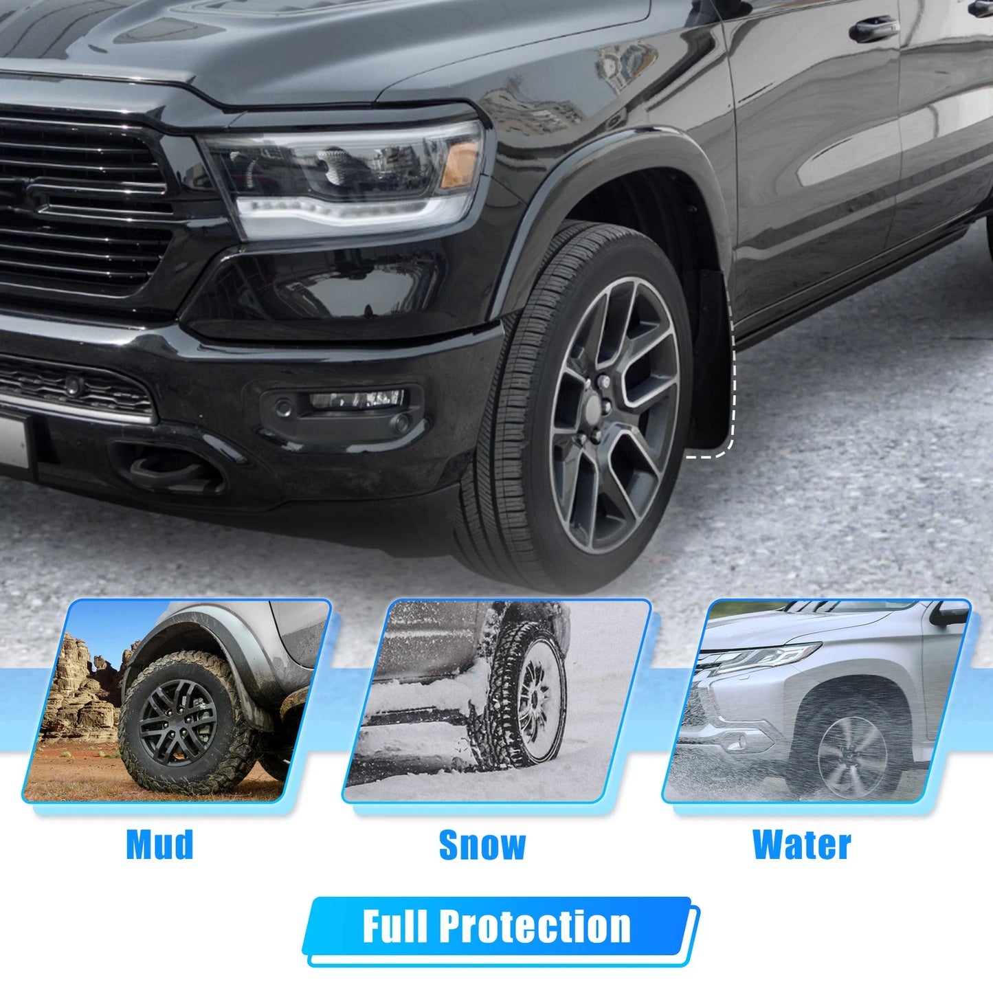 Set Liners Front and Rear Mud Guards for Dodge Ram 2500-3500
