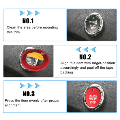 Engine Start Stop Button Cover Trim Sticker for Ford F-150 (2016-2021) Red