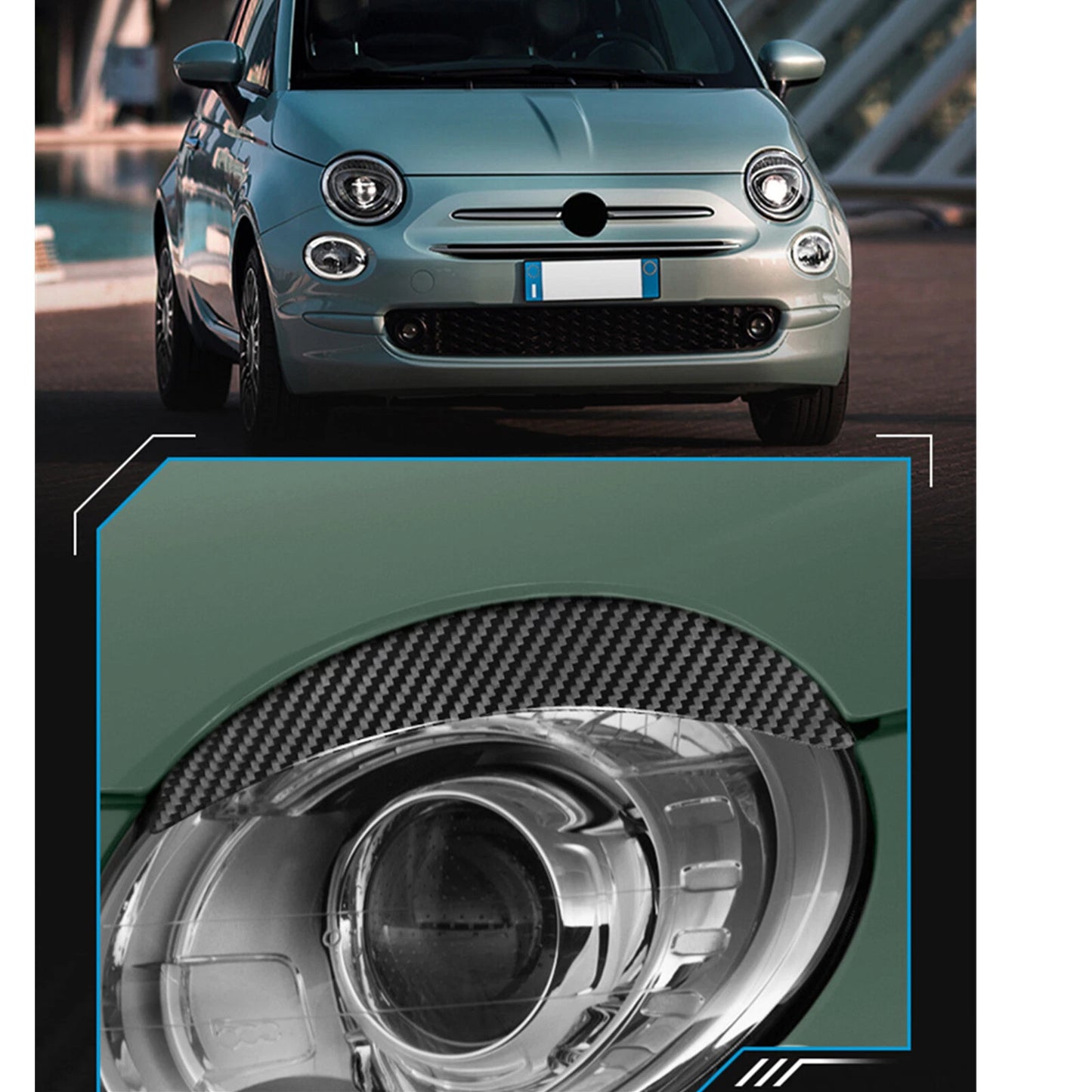 Headlight Eyebrow Eyelids Trim for Fiat 500 Abarth (2016-2023)