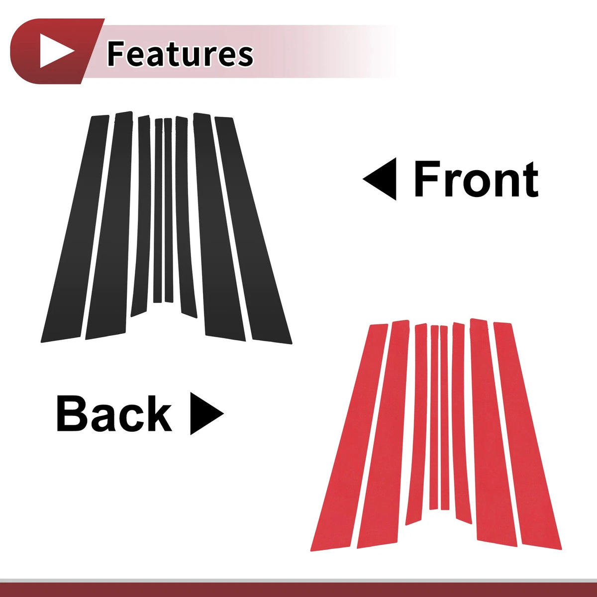 Door Pillar Window Trim for Toyota RAV4 2001-2005 Black Front & Rear