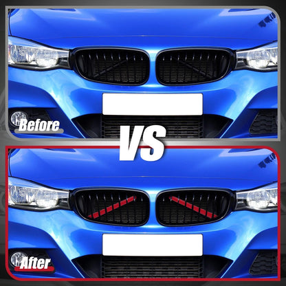 Red ABS Front Grille Trim Strips Covers for BMW 1 2 3 4 Series (2004-2023)