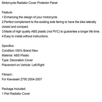 Radiator Cover for Kawasaki Z750 (2004-2007) Black