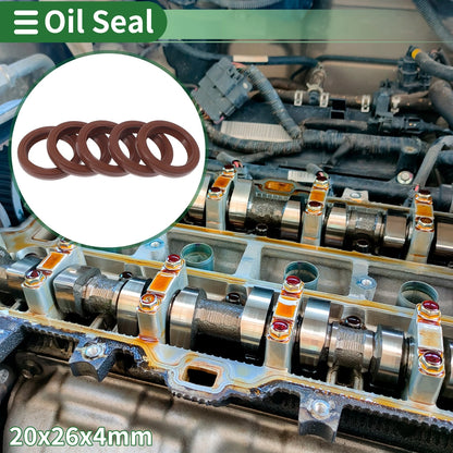 Oil Seal 20x26x4mm FKM Rubber Brown 5 pcs