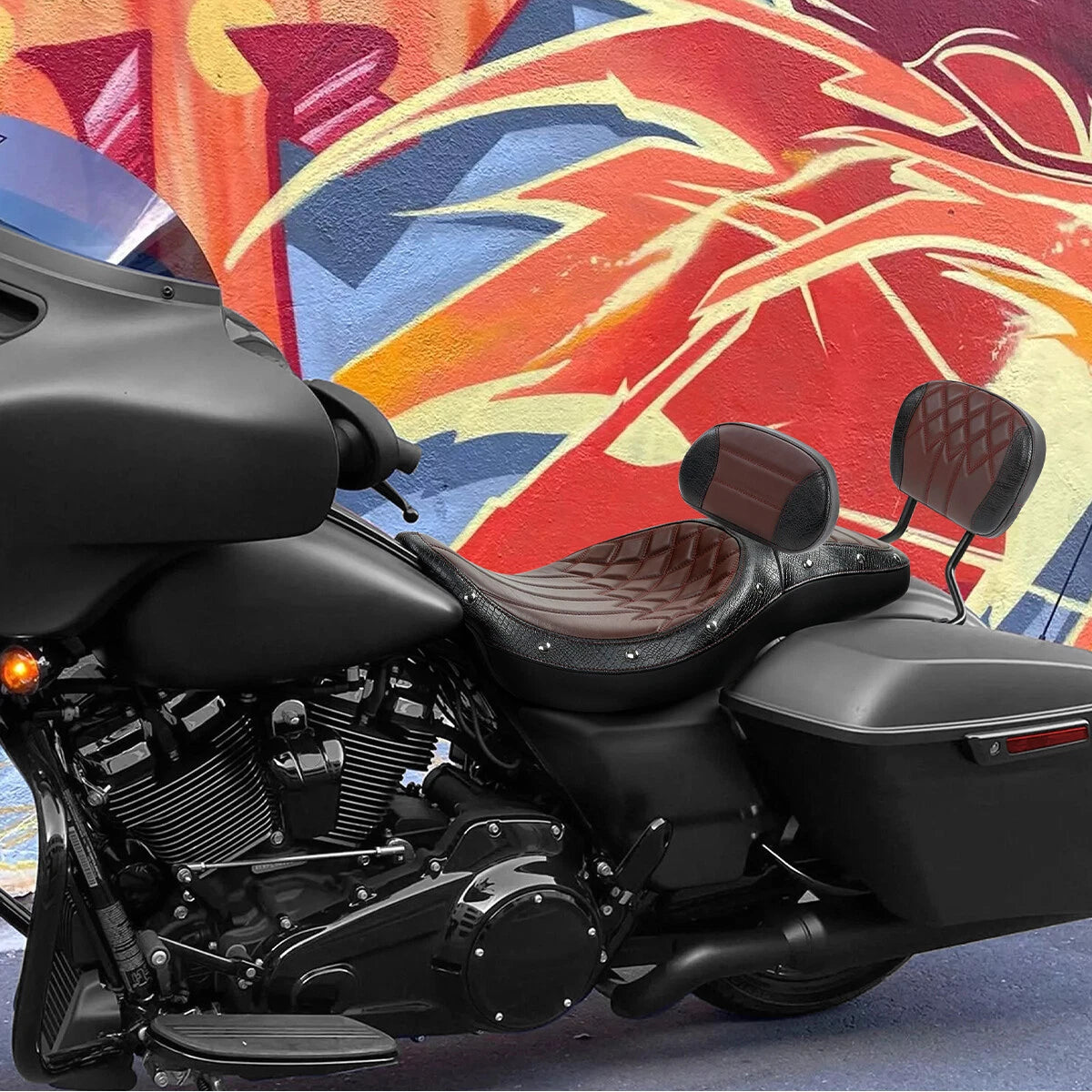 Rider Passenger Seat & Backrest Pad for Harley Touring (2009-2023)