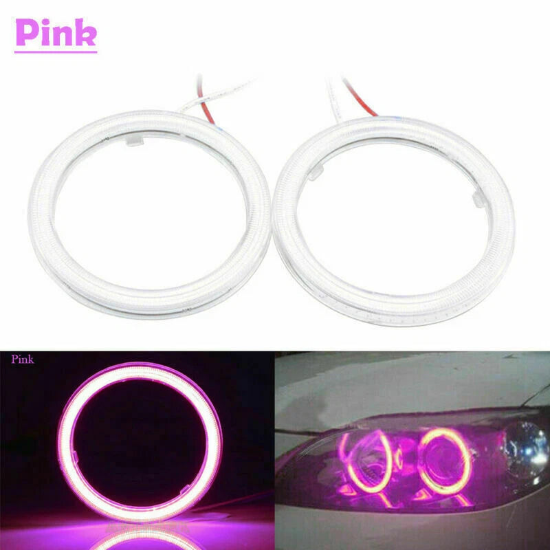 70MM DRL Fog Headlights 2 x COB Angel Eyes Halo Ring LED Light for Universal