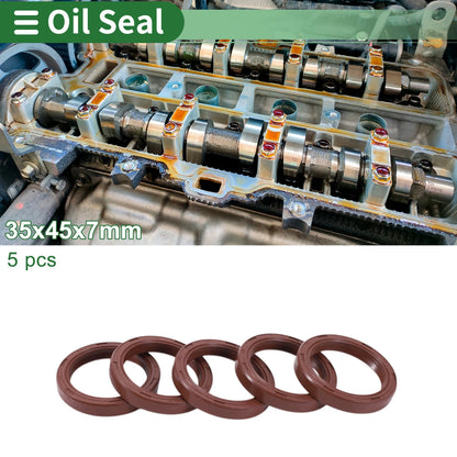 Oil Seal 35x45x7mm 5 Pcs Brown Fluorine Rubber Seal Ring for Make Model