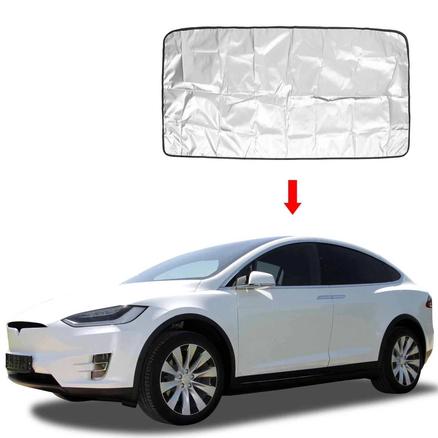 Black Silver Tone Front Window Sunroof Shade for Tesla Model X (2016-2023)