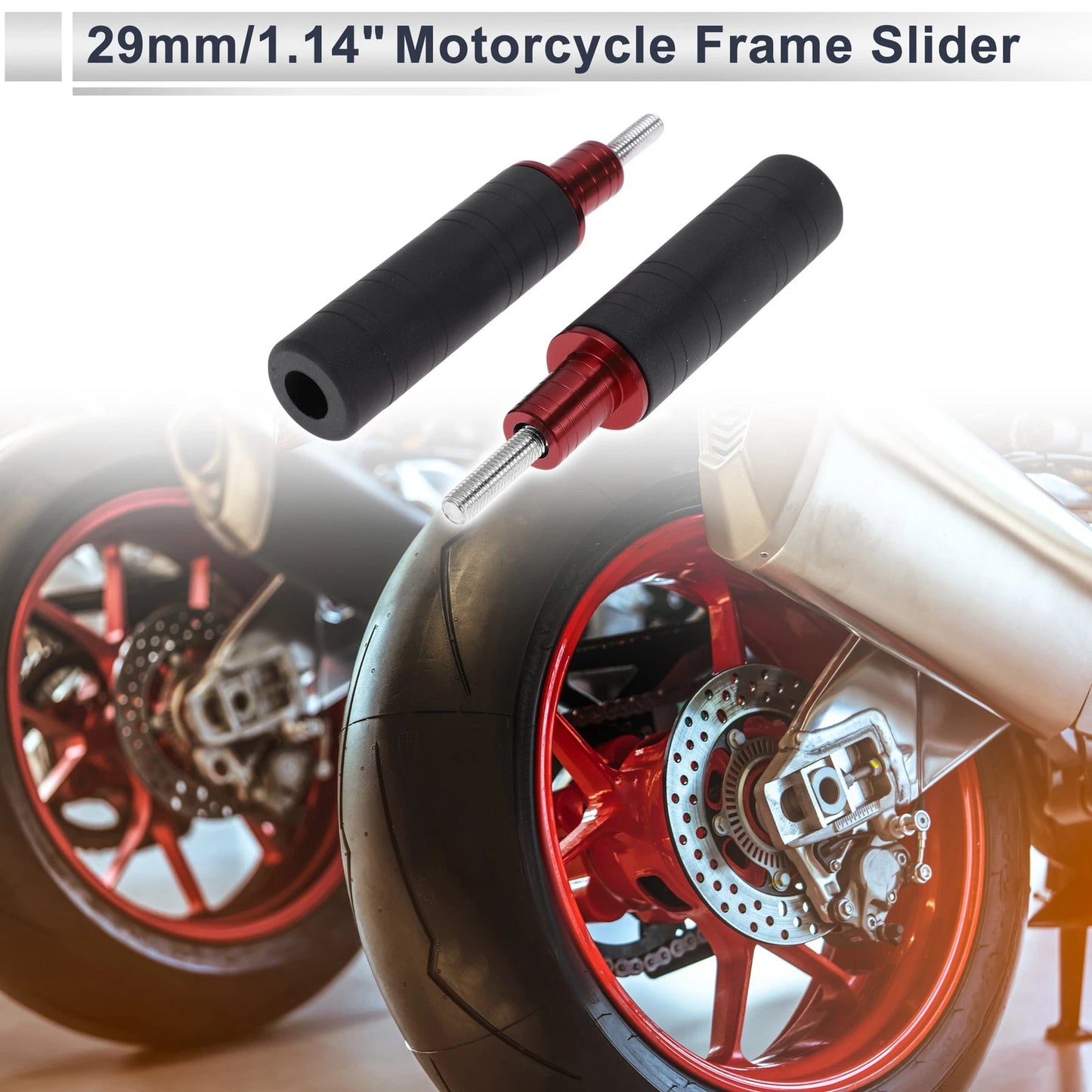 0.67" Aluminum Alloy Plastic Motorcycle Slider Frame 2 x Red for Motorcycle