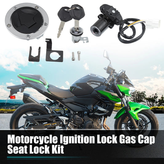 3 x Ignition Switch Gas Fuel Tank Cap Seat Lock for Kawasaki Z1000SX Ninja 1000