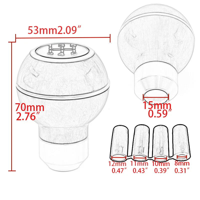 Carbon Fiber Black Round Ball Gear Shift Knob for Universal Cars