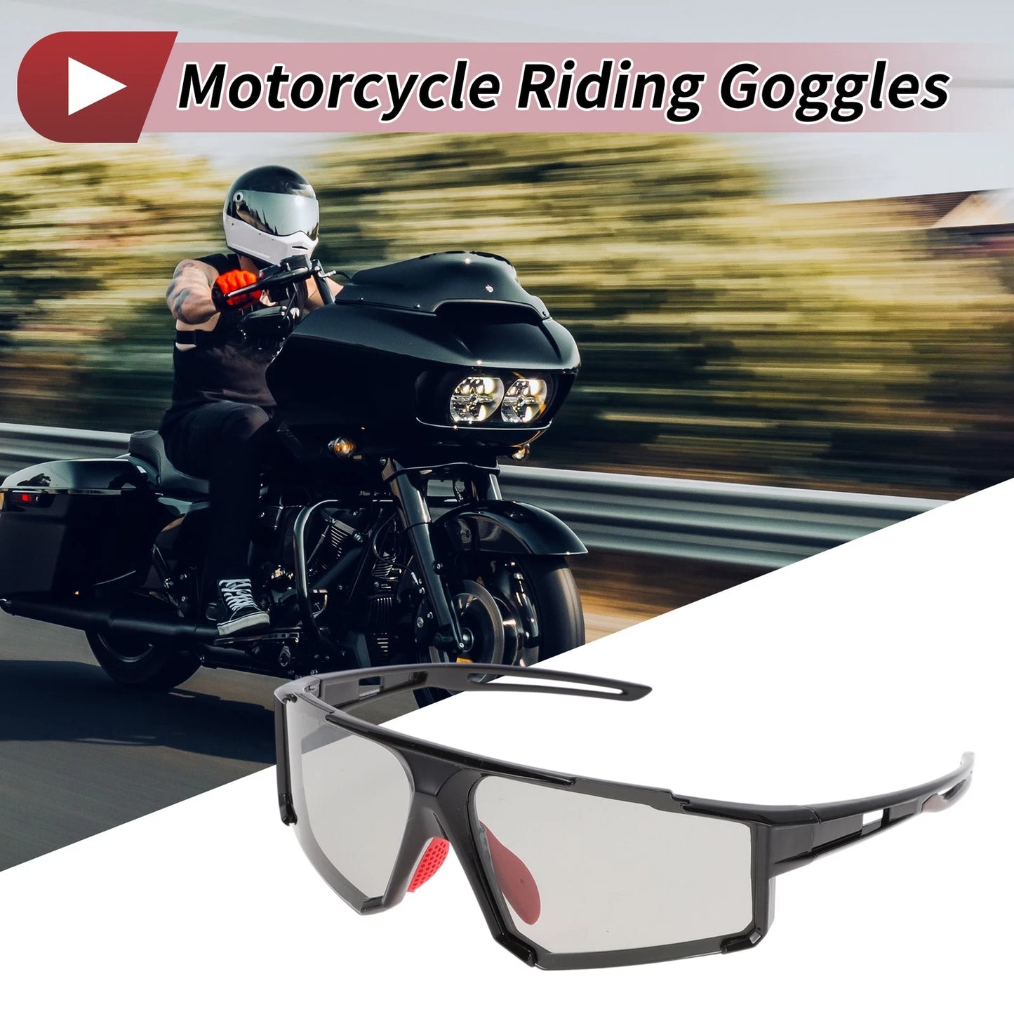 Motorcycle Goggles / 1 Pcs / Gray Lens Black Frame Tri-acetel for Motorcycle