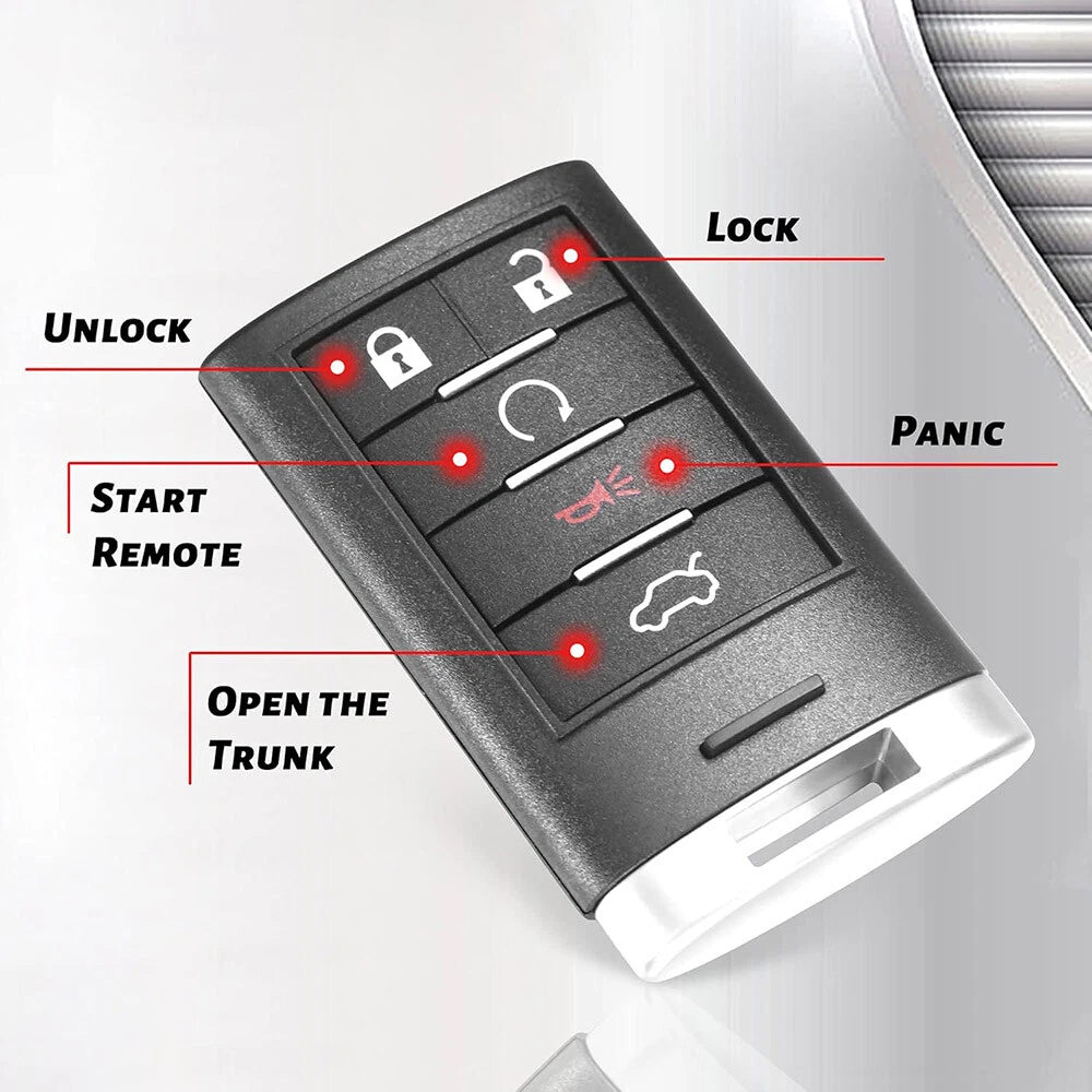 Keyless Entry Remote Key Fob 5 Button for Cadillac CTS (2008-2013)