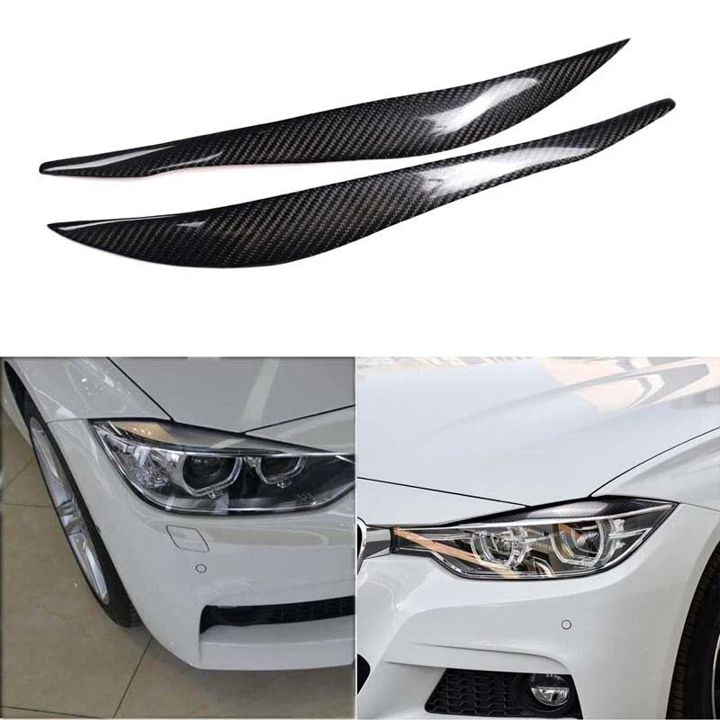 Dry Carbon Fiber Sportmind Headlight Eyebrow Eyelid Fit For BMW F30 F34 Series 3
