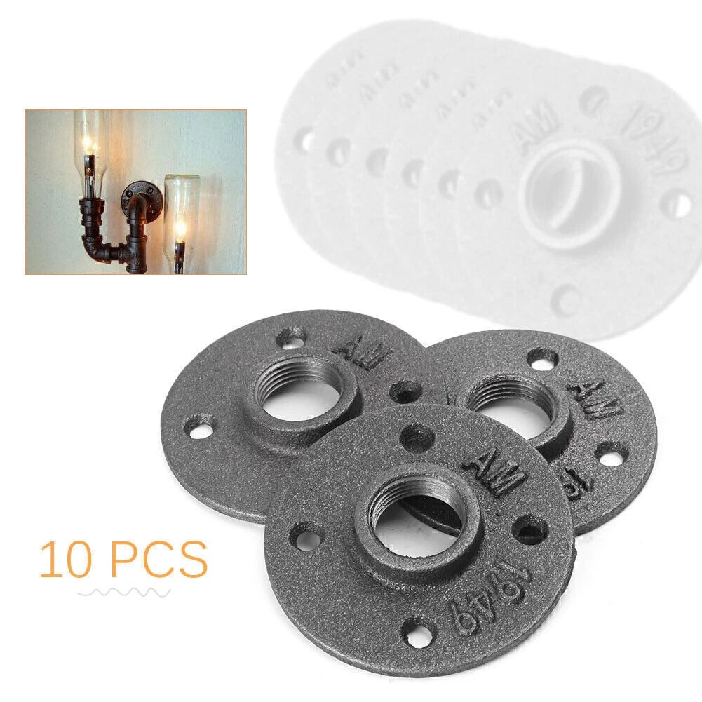 10 x 3/4" Malleable Iron Floor Flange Pipe Fitting for Wall Mount (No Year)