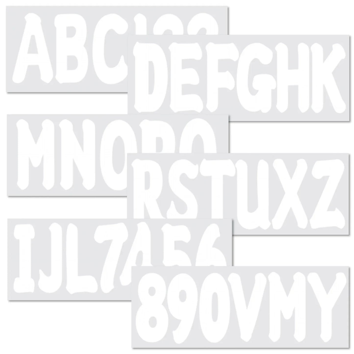 Custom Boat Registration Numbers Decals 4 Sets A-Z & 0-9 White