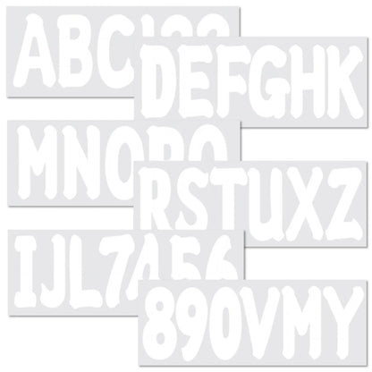 Custom Boat Registration Numbers Decals 4 Sets A-Z & 0-9 White