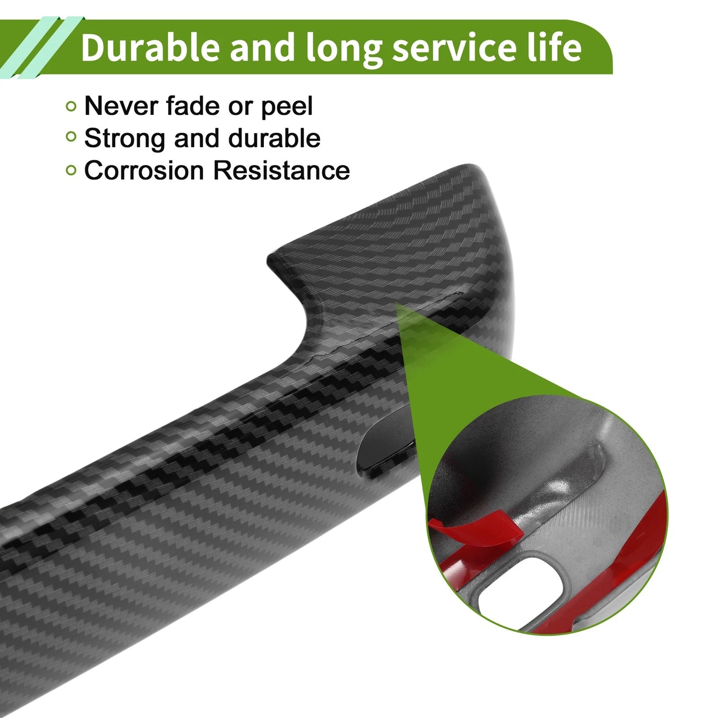 Carbon Fiber Black ABS Exterior Door Handle Cover Trim for Ford Bronco (2021-2025)