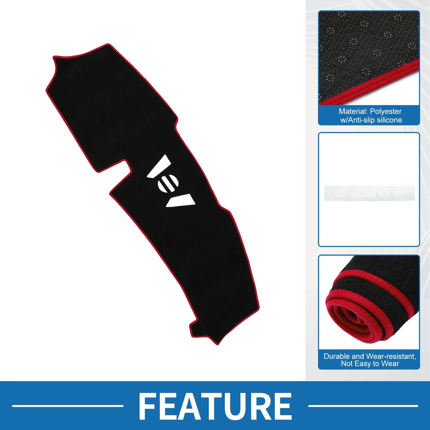Dashboard Dash Cover Mat for BMW X5 Sun Protector Pad Black Red (2023-2024)