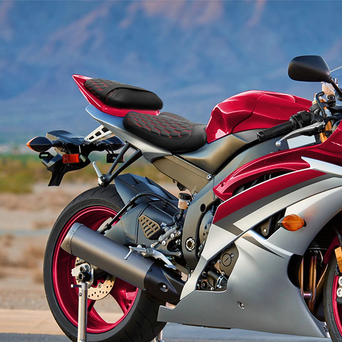 Rider & Passenger Seats for Yamaha YZF R6 (2008-2016) Black Red