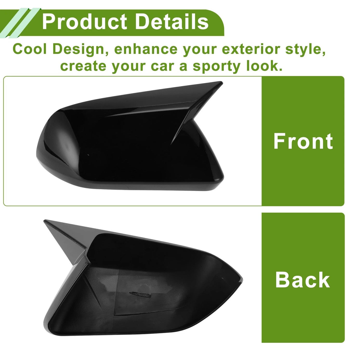 Gloss Black Mirror Cover Caps for Ford Mustang (2015-2023)